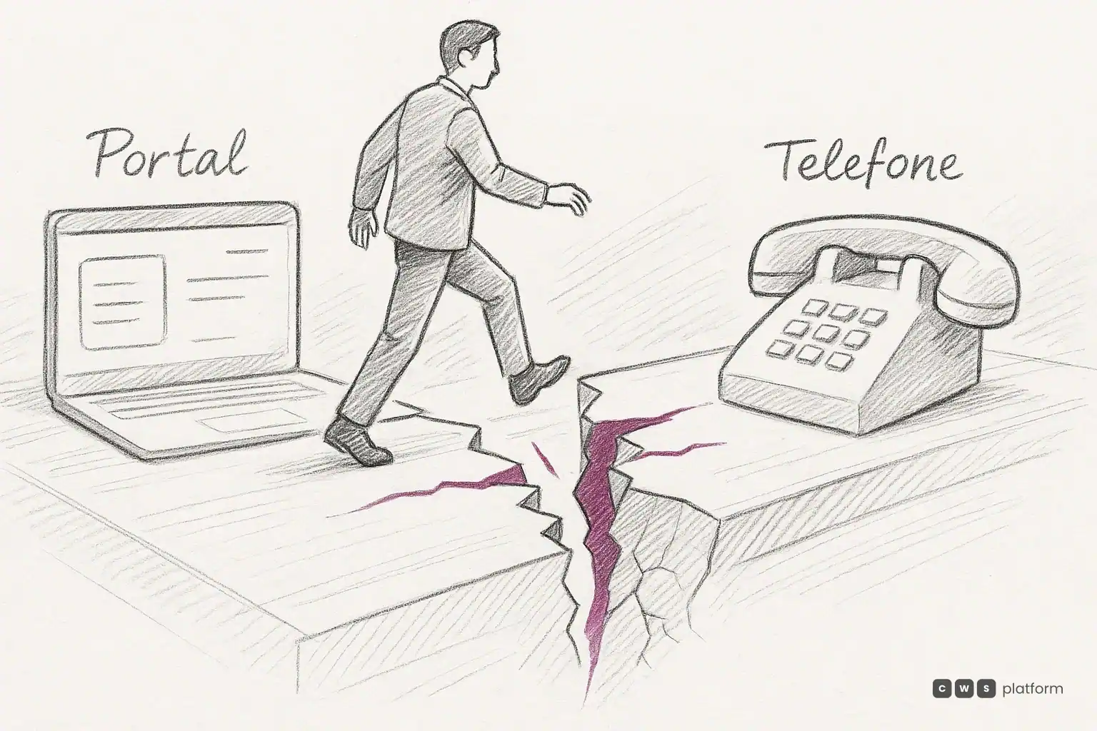 Contraste entre portal B2B mostrando estoque disponível e confirmação por telefone de indisponibilidade